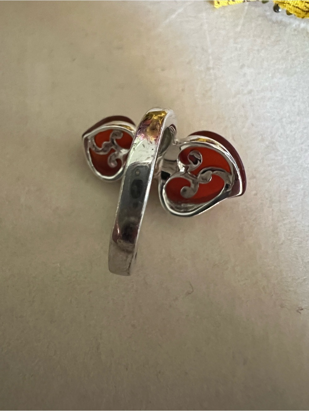 Carnelian Double Heart Sterling Silver Ring - Picture 5 of 8